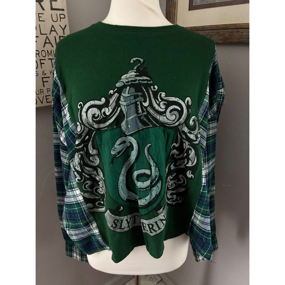 Slytherin Harry Potter UPcycled Flannel Sweatshirt / Tshirt